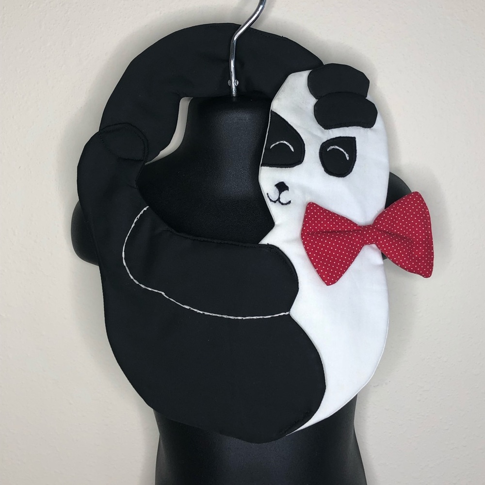 Hand Embroidered “Panda” Animal Bib